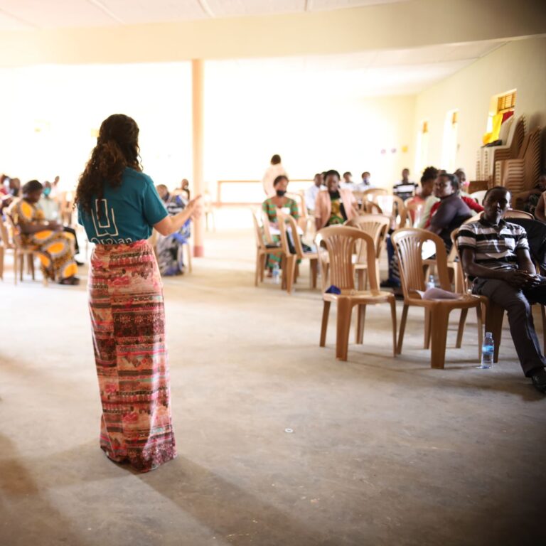 Katie Rinaudo leads a TBRI training for teachers at God's Hope School in Uganda. (2022.)